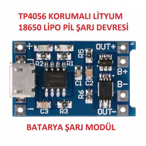 TP4056%20Korumalı%20Lityum%20Pil%20Şarj%20Devresi%20Micro%20Usb%2018650